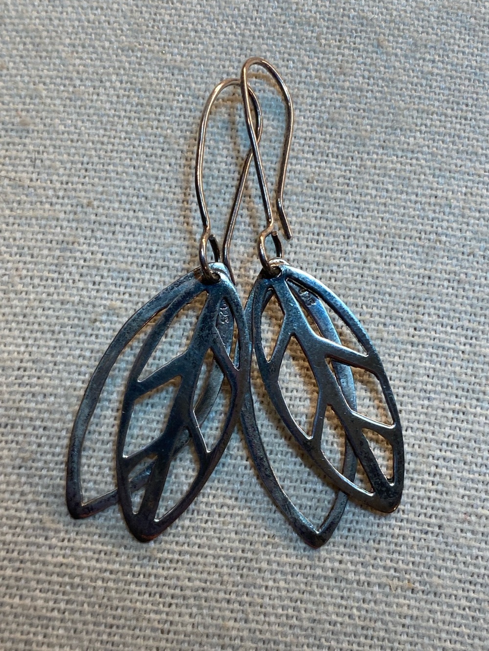 Sterling Silver Leaf Dangle Earrings 925 Minimalist Nature Boho